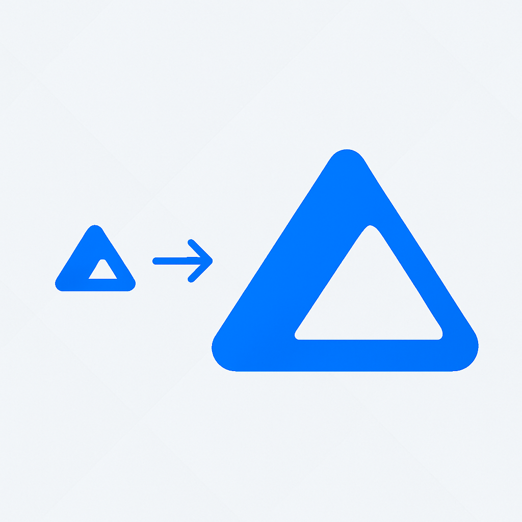 An icon of a mountain being scaled up from small to large without any pixelation.